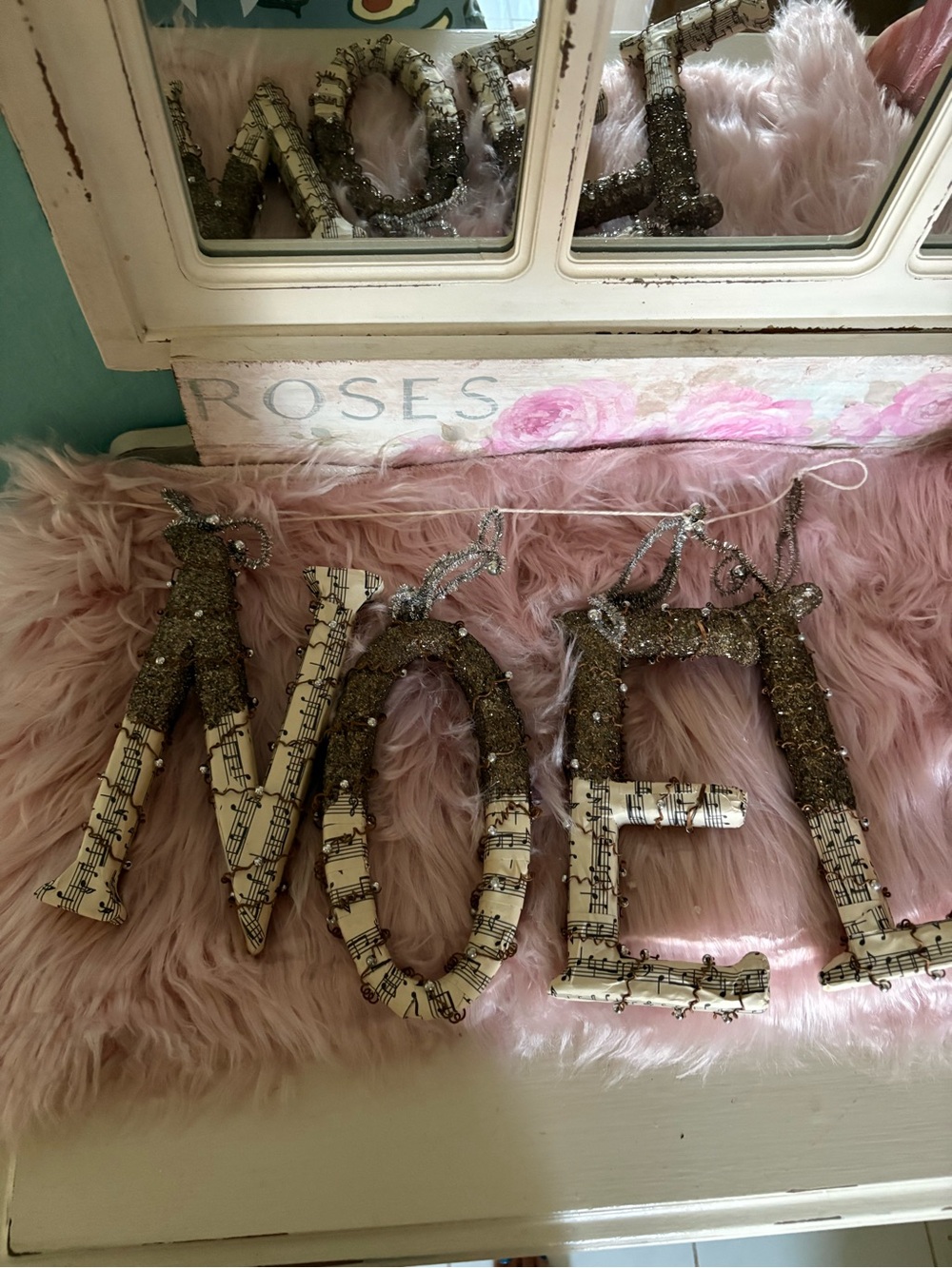 NOEL Decorative Home Wall Hanging - Pink and Gold